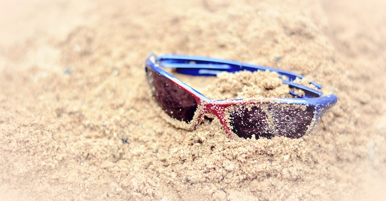 sunglasses, sand, beach, summer, leisure, nature, resort